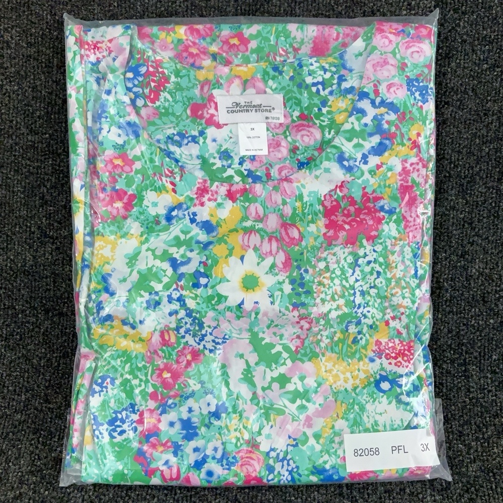 The Vermont Country Store Dress Womens Plus 3X Multicolor Floral Long Shift